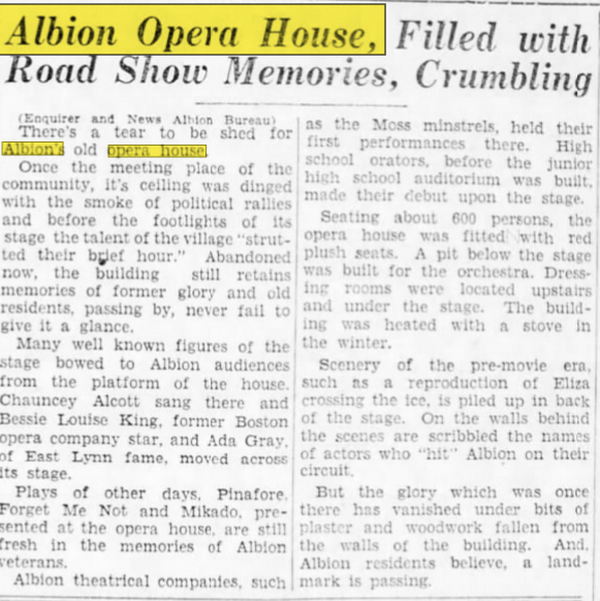 Albion Opera House - Aug 1933 Building In Disrepair